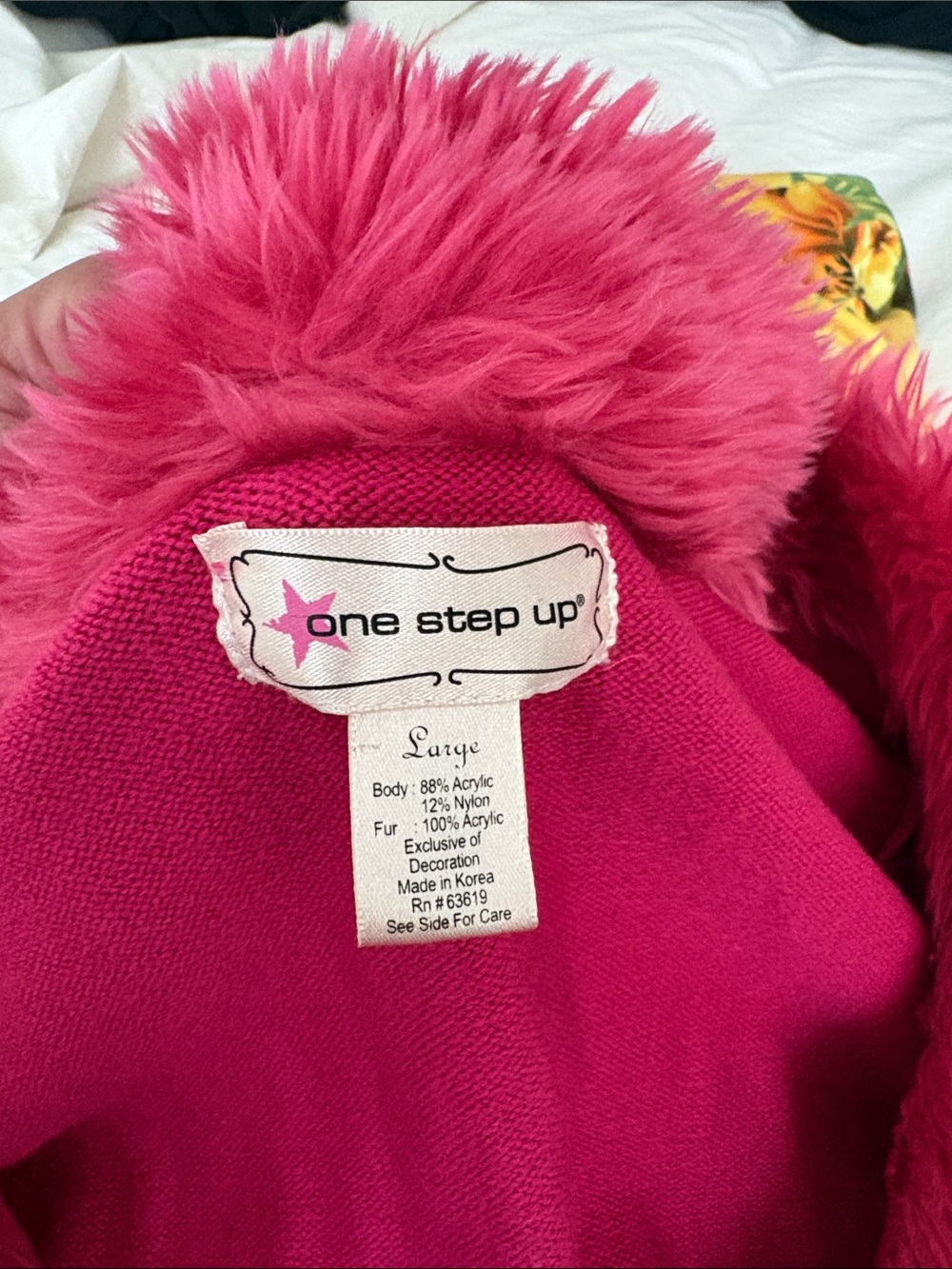 Women's Fuchsia Faux-Fur Trim Cardigan - Picture 3 of 3